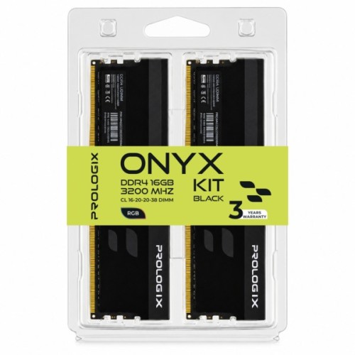 Модуль пам'яті для комп'ютера DDR4 16GB (2x8GB) 3200 MHz Onyx Black RGB Prologix (PRO16GB3200YBR4K)