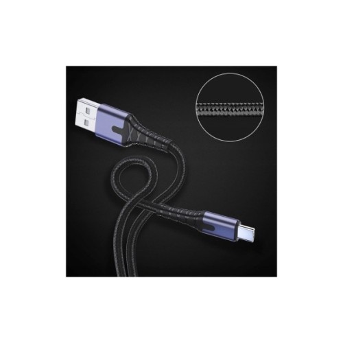 Дата кабель USB 2.0 AM to USB-C 2.0m 3A LED black Essager (EXCT-XGA0G)