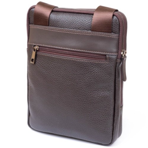 Сумка Shvigel На два відділення шкіряна Коричнева (11286)