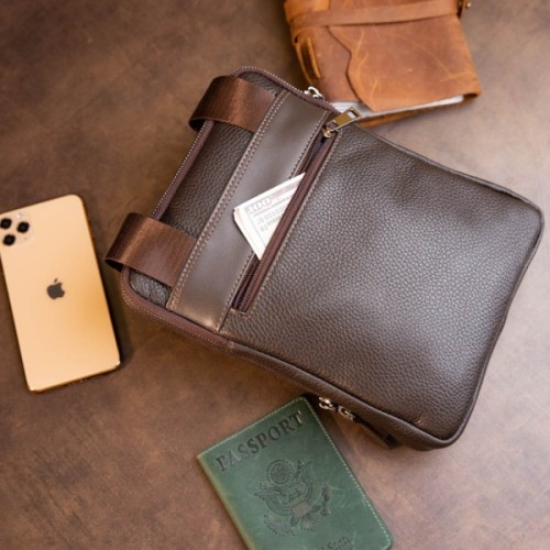 Сумка Shvigel На два відділення шкіряна Коричнева (11286)