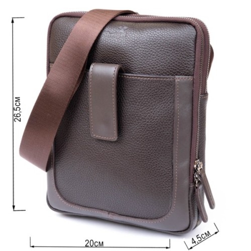 Сумка Shvigel На два відділення шкіряна Коричнева (11286)