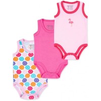 Боді дитяче Luvable Friends 3 шт без рукавів з малюнком для дівчаток (37310.3-6 F)