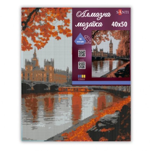Картина по номерам Santi алмазна мозаїка "Осінній Лондон", 40*50см на підрамник (956060)