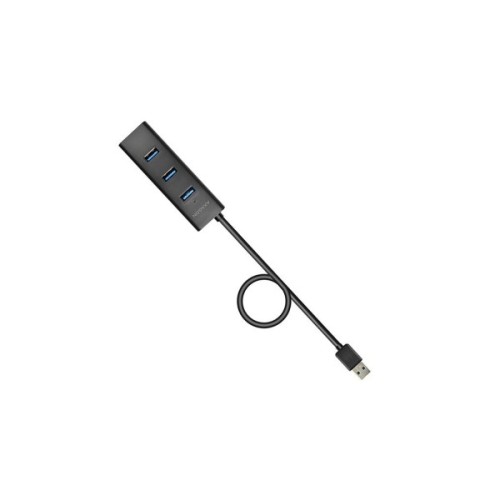 Концентратор AXAGON USB 3.1 to 4xUSB 3.0 1.2m + power adapter + cable USB to Micro 5P black (HUE-S2BP)
