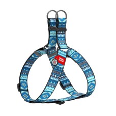 Шлея для собак WAUDOG Nylon з QR паспортом "Етно синій" пластиковий фастекс XL (324-0131)