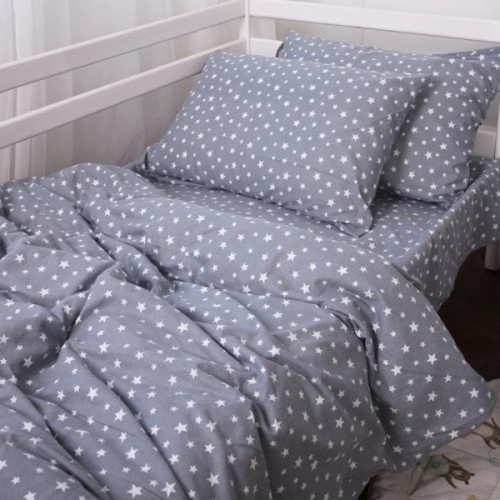 Постільна білизна MirSon 012 Grey Stars Фланель 2 x 160 x 220 Сімейний Євро (2200009653155)