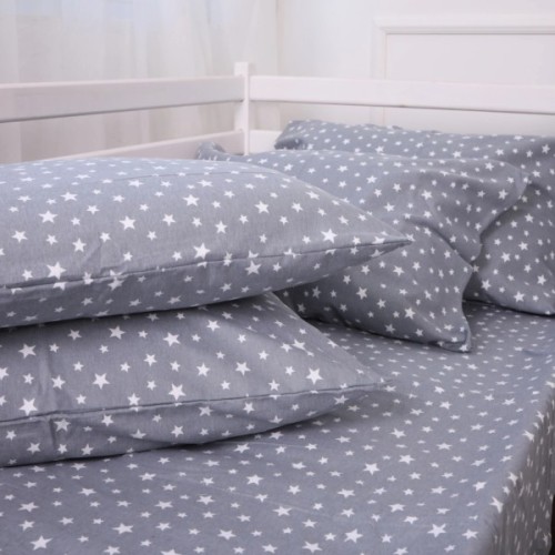 Постільна білизна MirSon 012 Grey Stars Фланель 2 x 160 x 220 Сімейний Євро (2200009653155)