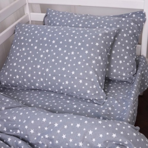 Постільна білизна MirSon 012 Grey Stars Фланель 2 x 160 x 220 Сімейний Євро (2200009653155)