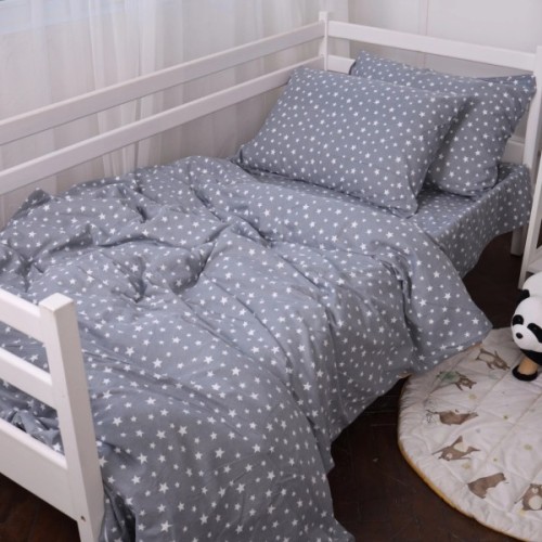 Постільна білизна MirSon 012 Grey Stars Фланель 2 x 160 x 220 Сімейний Євро (2200009653155)