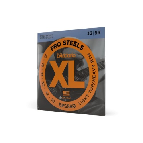 Струни для гітари D'Addario XL ProSteels Light Top / Heavy Bottom (10-52) (EPS540)
