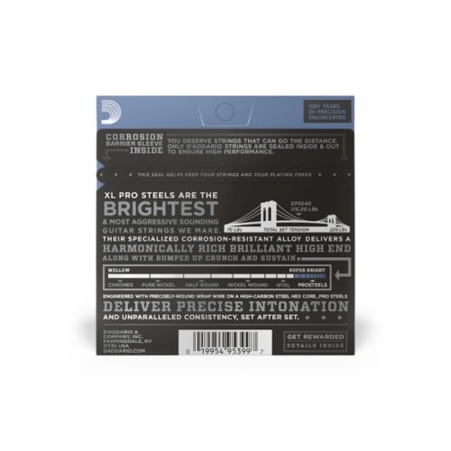 Струни для гітари D'Addario XL ProSteels Light Top / Heavy Bottom (10-52) (EPS540)
