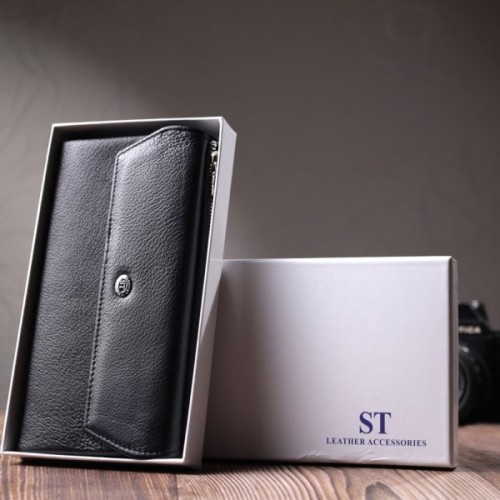 Портмоне ST Leather З натуральної шкіри Чорне (22698)