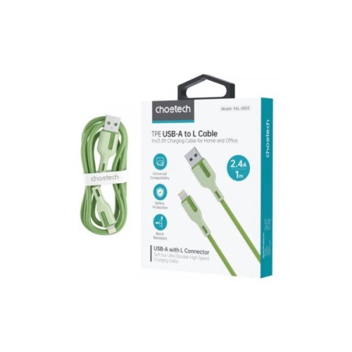 Дата кабель USB 2.0 AM to Lightning 1.0m 2.4A green Choetech (XAL-0003-GN-V2)