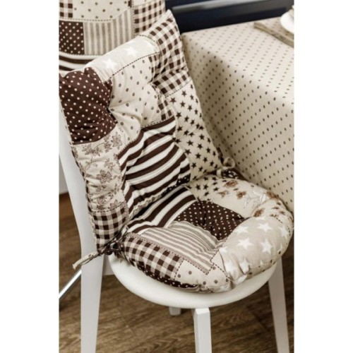 Подушка на стілець Прованс Печворк коричневий Господиня D-40 см (4823093451230)