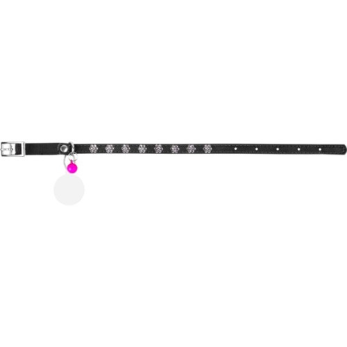 Нашийник для тварин WAUDOG GLAMOUR "Квіточка" з резинкою і стразами для кішок (чорний) (32551)