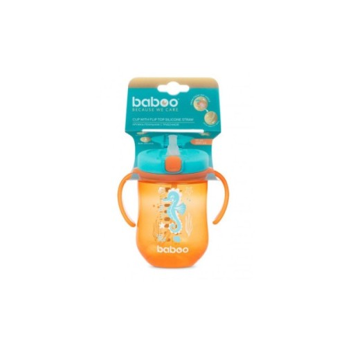 Поїльник-непроливайка Baboo з трубочкою Marine 300 мл Помаранчева (90601)