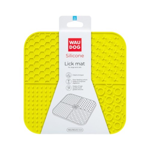 Універсальний посуд для тварин WAUDOG Silicone Килимок для злизування 19х19х1 см жовтий (23528)