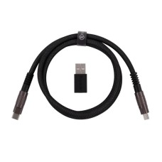 Дата кабель USB-C + USB A to USB-C 1.0m Double-Sleeved Geek black Keychron (CAB21_KEYCHRON)