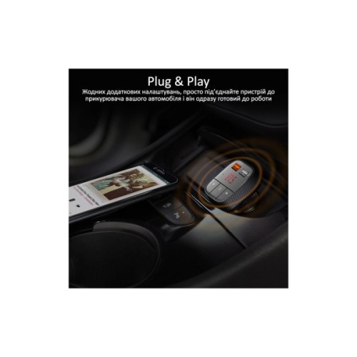 FM модулятор Promate SmarTune 2+ BLUETOOTH 5.0 USB QC 3.0 AUX/SD/USB BLACK (smartune-2+.black)