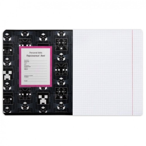 Зошит Yes Minecraft. Black 12 аркушів клітинка (767495)