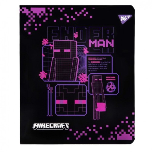 Зошит Yes Minecraft. Black 12 аркушів клітинка (767495)