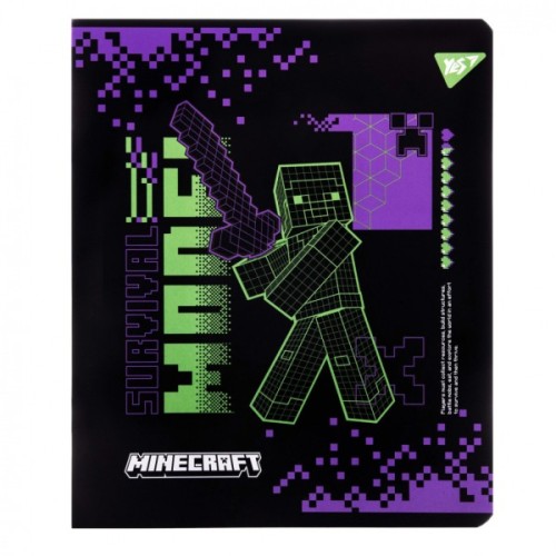 Зошит Yes Minecraft. Black 12 аркушів клітинка (767495)