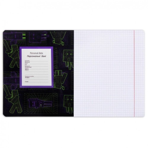 Зошит Yes Minecraft. Black 12 аркушів клітинка (767495)