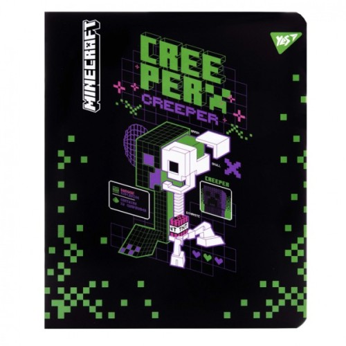 Зошит Yes Minecraft. Black 12 аркушів клітинка (767495)