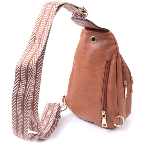 Сумка Vintage Жіноча через плече з отвором для навушників з екошкіри Руда (22789)