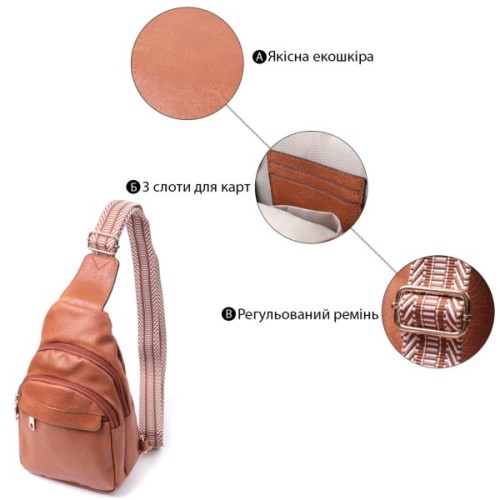 Сумка Vintage Жіноча через плече з отвором для навушників з екошкіри Руда (22789)