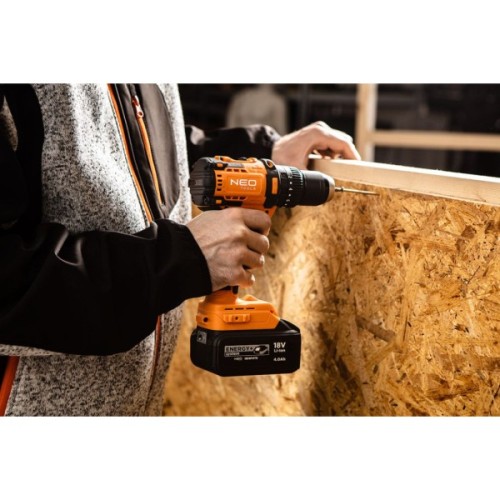 Шуруповерт Neo Tools Energy+ 18V, безщітковий, 95Нм, 0-320/0-1700об/хв 1.2кг (без АКБ та ЗП) (04-619)