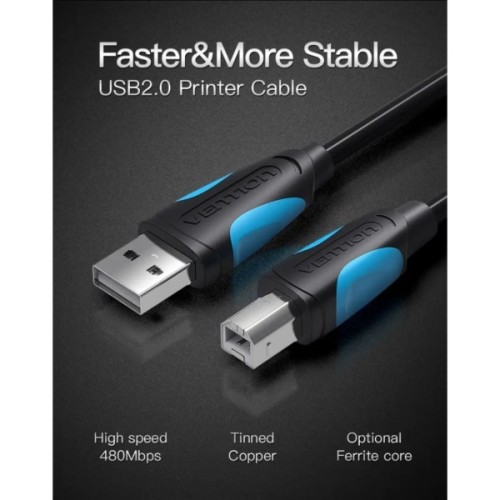 Кабель для принтера USB 2.0 AM/BM 2.0m black Vention (VAS-A16-B200)