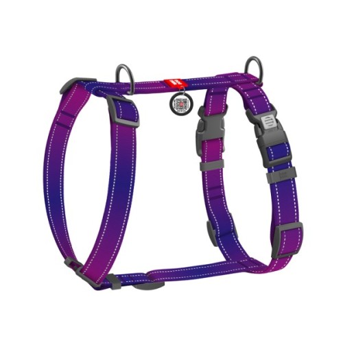 Шлея для собак WAUDOG Nylon Mono анатомічна H-подібна з QR паспортом, пластиковий фастекс, XL фіолетова (54599)