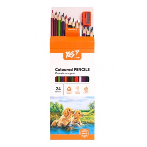 Олівці кольорові Yes Orange Line 24 кольорів з точилкою (290754)