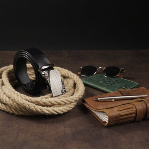 Ремінь Vintage З автоматичною пряжкою з візерунком Чорний (20251)