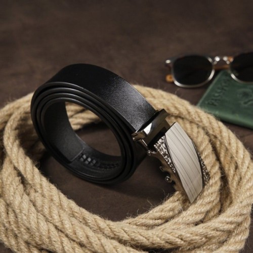 Ремінь Vintage З автоматичною пряжкою з візерунком Чорний (20251)