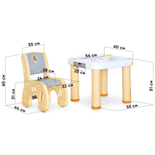 Дитячий стіл Mealux комплект с двумя стульчиками Pluto (KD-F061 Yellow)