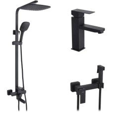 Душовий гарнітур Kroner Edelstahl Kubus-SCH063 + змішувач Edelstahl Kubus-SCH010 + змішувач Edelstahl Kubus-SCH052 (CVS30184)