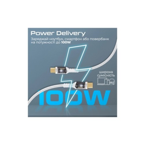 Дата кабель USB-C to USB-C 1.2m Promate (lucidline-cc120.white)