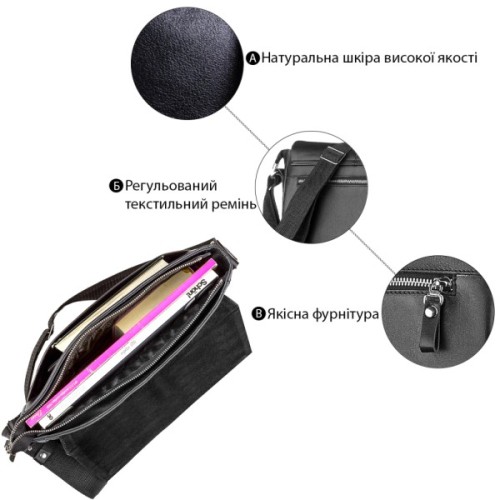 Сумка Shvigel Шкіряна Чорна (00858)