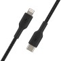 Дата кабель USB 2.0 AM to Lightning 1.0m braided black Belkin (CAA004BT1MBK)