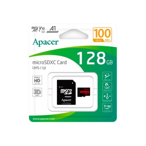 Карта пам'яті Apacer 128GB microSD class 10 UHS-I V10 A1 (AP128GMCSX10UB-R)