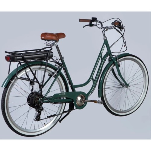 Електровелосипед Dorozhnik 28" eRETRO Vbr FR рама-19" 36B 13А*г 500Вт 2026 зелено-сірий (ELB-D-28-111)