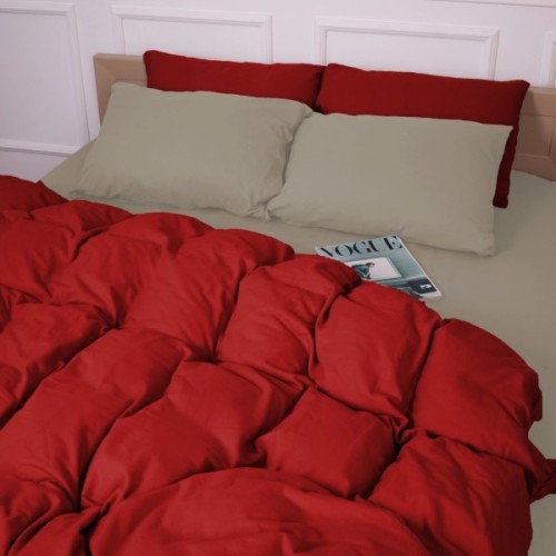 Постільна білизна MirSon 004-009 Cappuchino/Red Фланель 2x143x210 Сімейний (2200009658976)