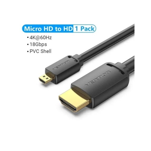 Кабель мультимедійний HDMI M to HDMI micro M 1.0m 4K60Hz black Vention (AGIBF)