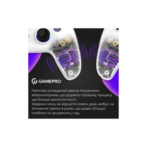 Геймпад GamePro GPS13W BT 5.3/USB/PC/iOS/Android/PS3/PS4 RGB White (GPS13W)