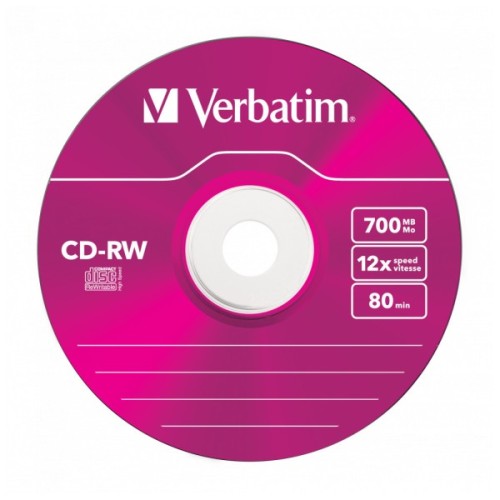 Диск CD Verbatim CD-RW 700Mb 12X SlimBox 5шт Color (43167)