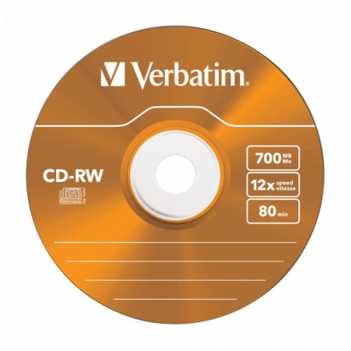 Диск CD Verbatim CD-RW 700Mb 12X SlimBox 5шт Color (43167)
