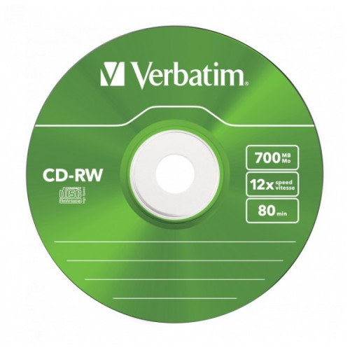 Диск CD Verbatim CD-RW 700Mb 12X SlimBox 5шт Color (43167)