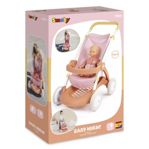 Коляска для ляльок Smoby Baby Nurse Теракотова пудра. Прогулянка, з корзиною, 18 міс.+ (7600254024)